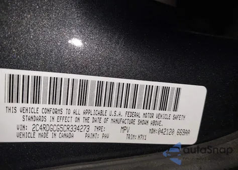 2012 Dodge Grand Caravan Sxt from USA, damaged, VIN 2C4RDGCG5CR334273